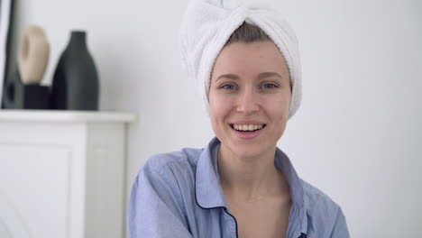 portrait of young happy female looking to camera