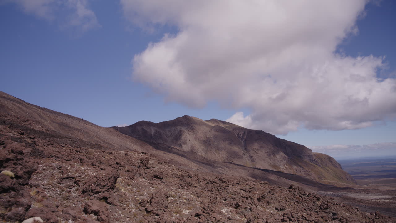Volcanic Mountain Landscape with Clouds