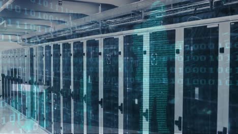 animation of binary coding and data processing over computer servers