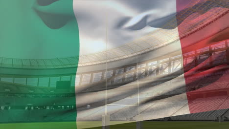 animation of waving flag of italy over stadium