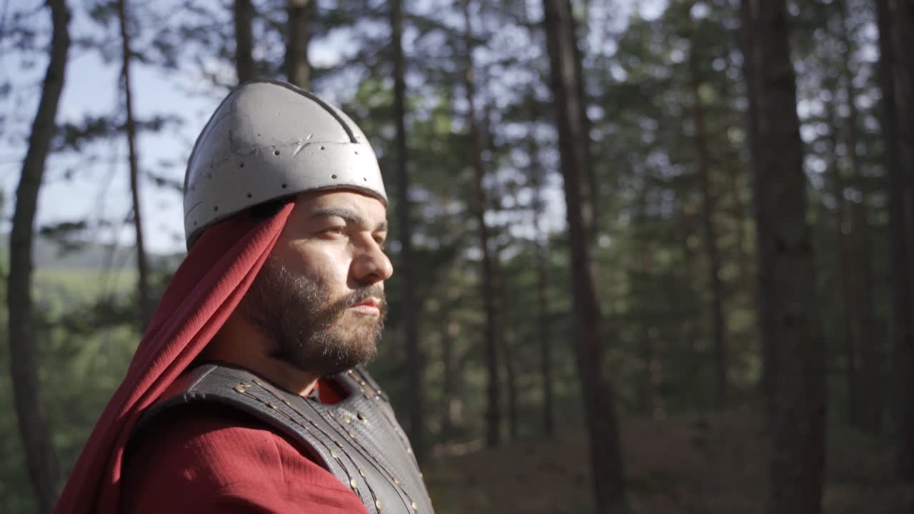 Byzantine soldier shoots arrows in historical period.