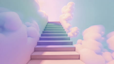 pastel dreamy stairway and tunnel 3d visualization