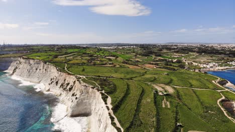 drone hyperlapse video from malta, marsaskala area from munxar path at winter