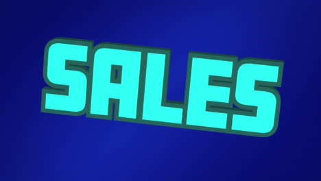animation of blue sales text over blue background