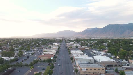 spanish fork city roads and small town traffic in utah county - aerial