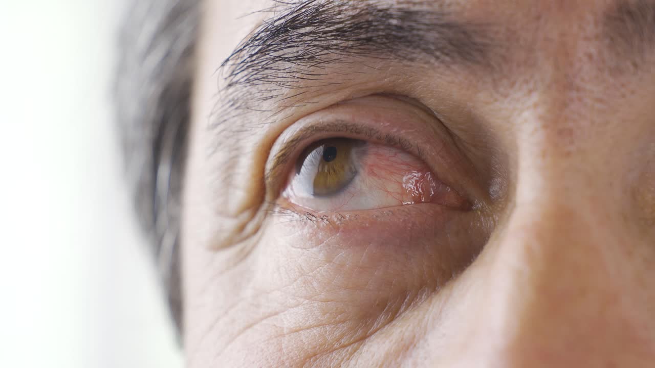 눈에 살이 (pterygium) 있습니다.
