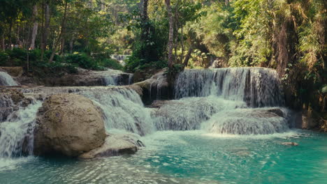 beautiful waterfalls in a lush tropical forest