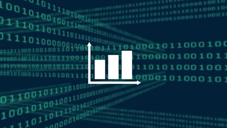 Animation-Von-Diagrammen,-Binärer-Codierung-Und-Datenverarbeitung-Auf-Dunklem-Hintergrund