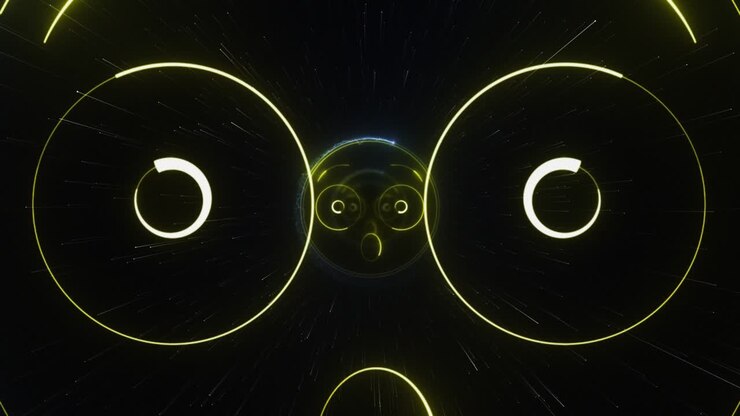 Verbaasde emoji neonachtergrond, animatie, loop