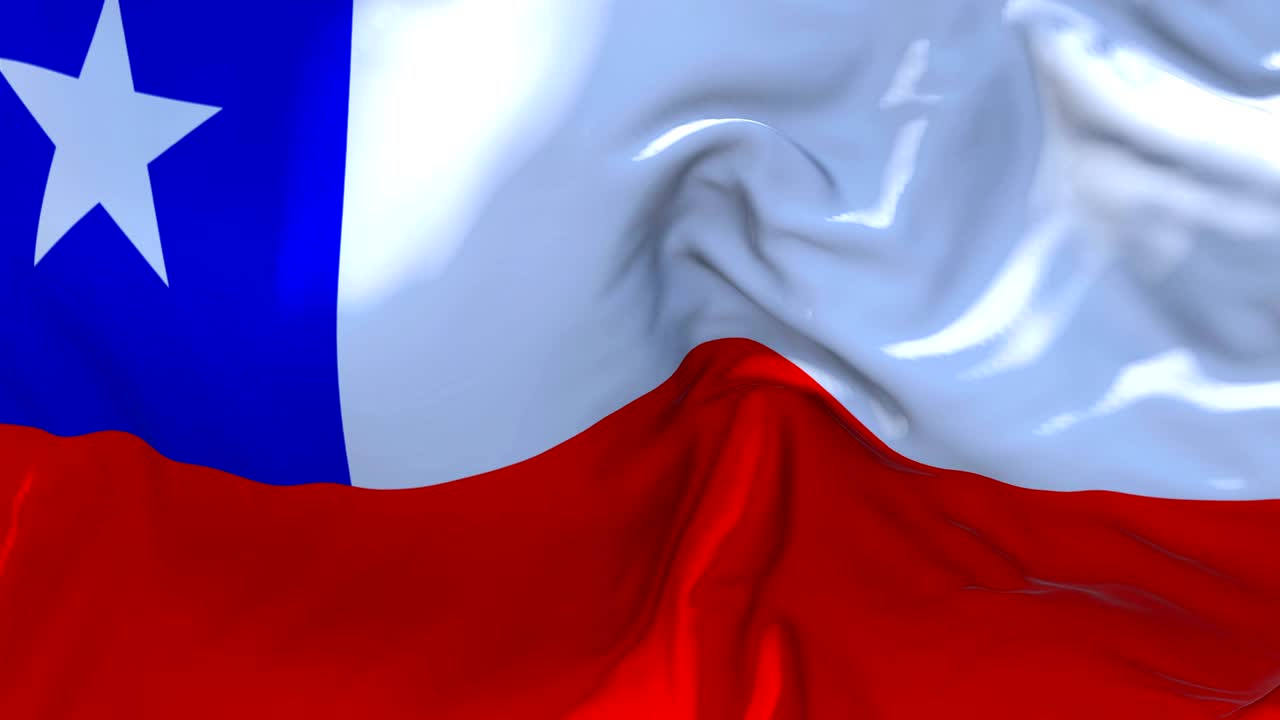 Bandiera del Cile che Sventola al Vento in Animazione al Rallentatore. Bandiera con Texture di Tessuto Realistica 4K che Sventola Dolcemente in una Giornata Ventosa, Sfondo in Loop Continuo Senza Interruzioni.