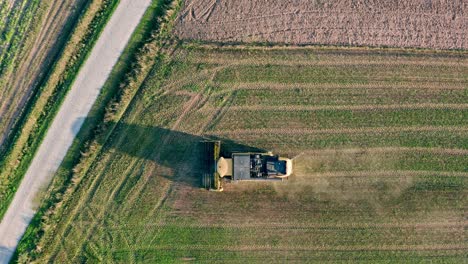 aerial view of a corn harvester, 4k