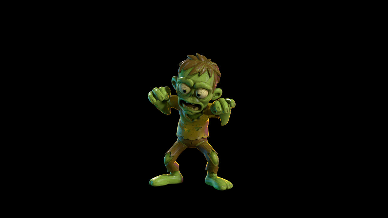 Personaggio zombie cartone animato che balla in loop