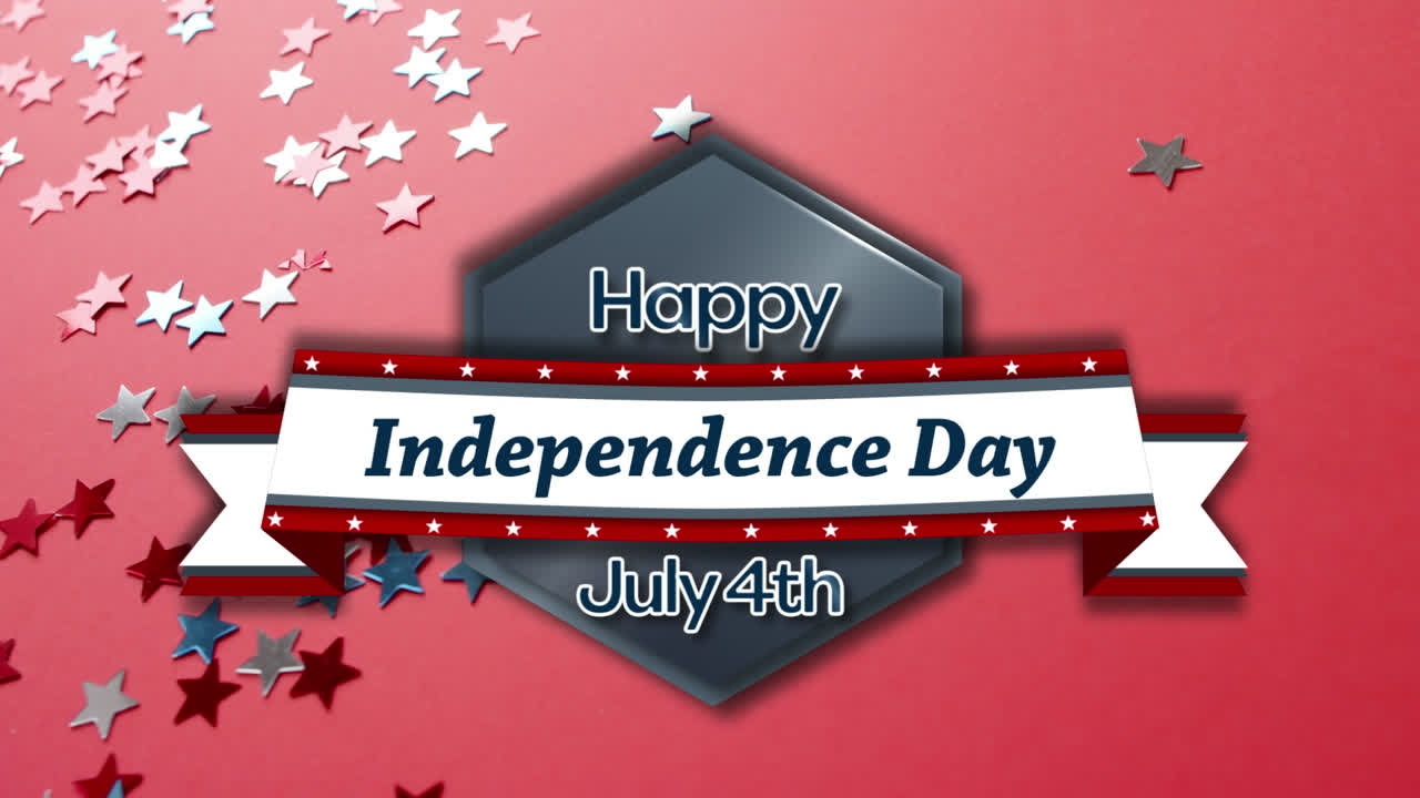 animación del día de la independencia del 4 de julio texto sobre las estrellas de los estados unidos de américa
