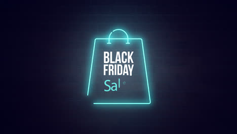 Black-Friday-Sale,-Einkaufstaschenschild-Banner-Für-Werbevideo.-Neon-Verkaufsabzeichen.-Sonderangebot-Rabatt-Tags.-Superverkauf.