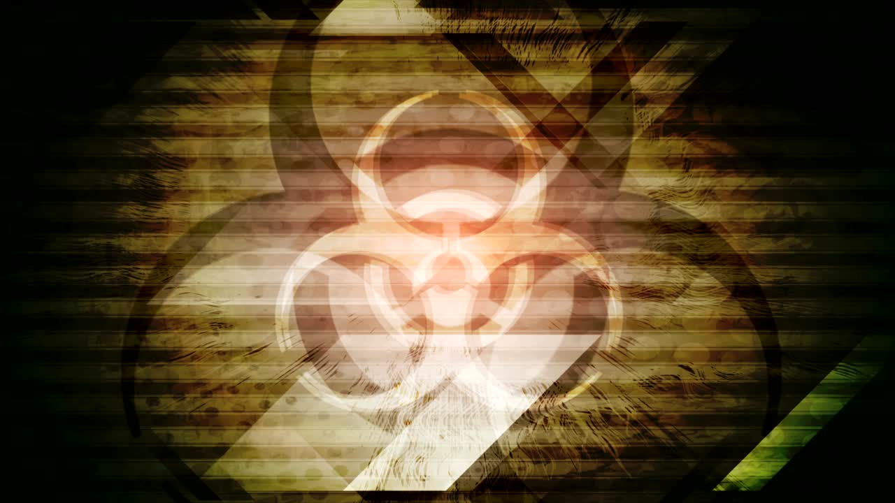 signo de peligro biológico fondo de movimiento de tech grunge abstracto