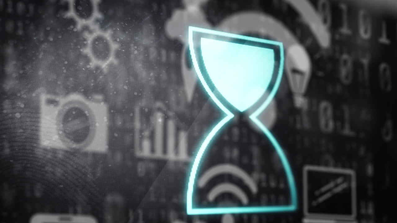 animación del icono del temporizador de huevo sobre el procesamiento de datos