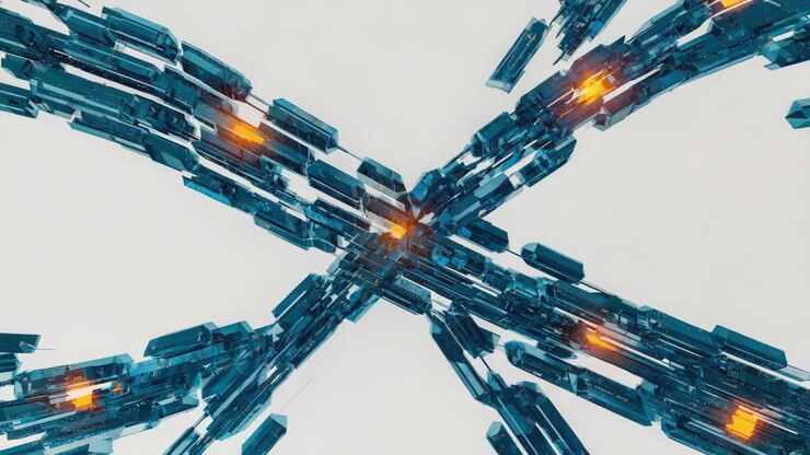 Abstract Futuristic Network Structure with Glowing Elements