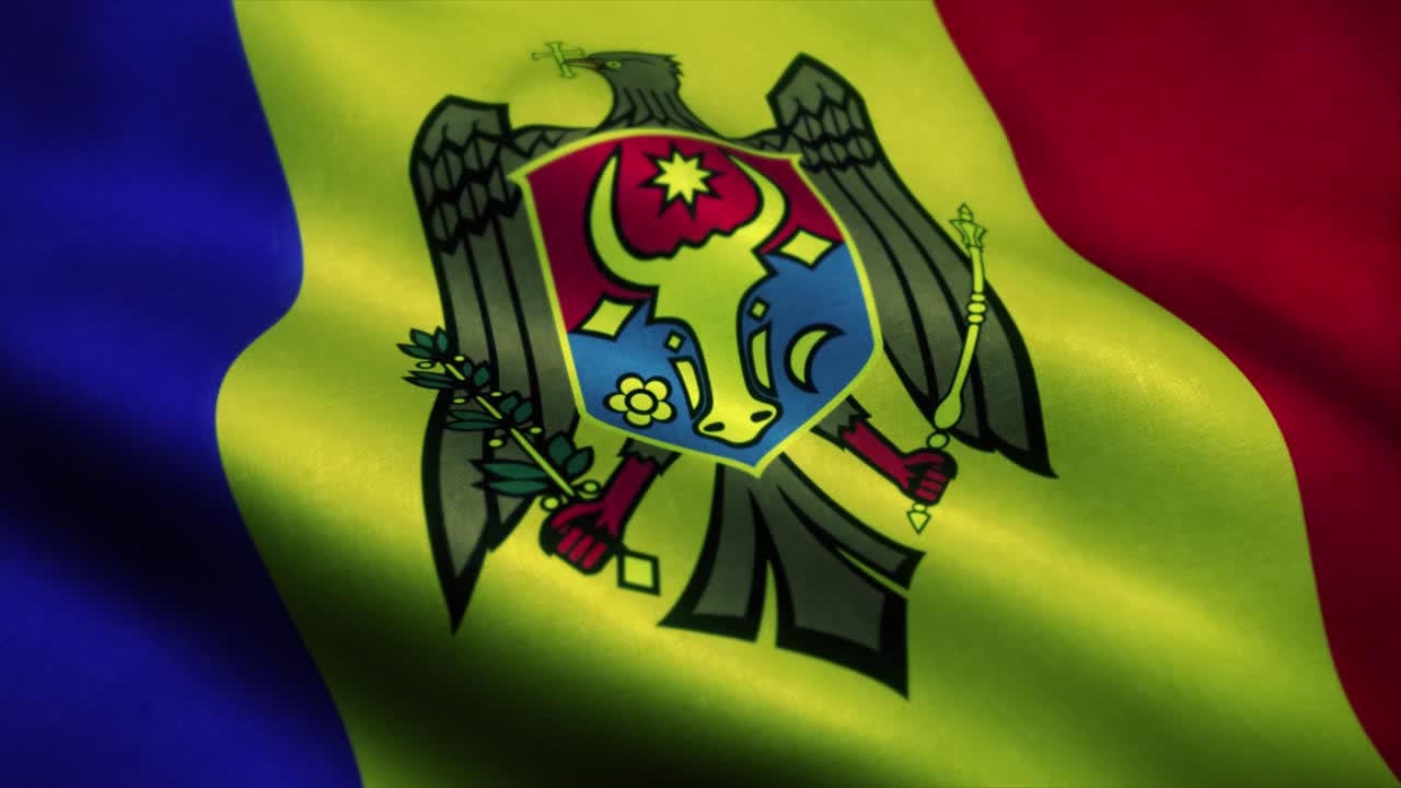 몰도바 발은 바람에 흔들리고 몰도바의 국기, 몰도바를 표시하는 무 없는 루프 애니메이션.