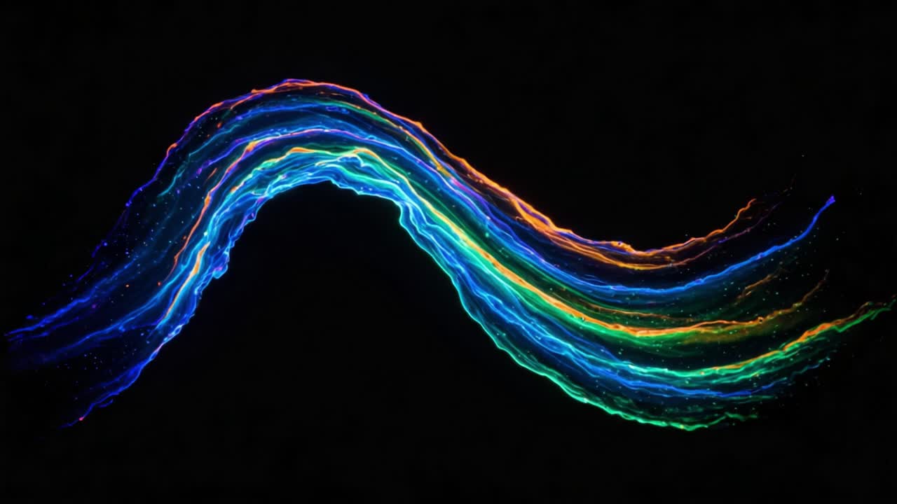 Vibrant Waves of Light: A Dynamic Display of Colorful Fluid Motion Captured in Stunning Visual Detail Against a Dark Background