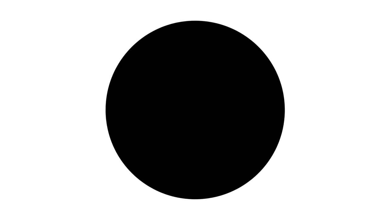 Cerchio nero che si espande e si contrae su sfondo bianco