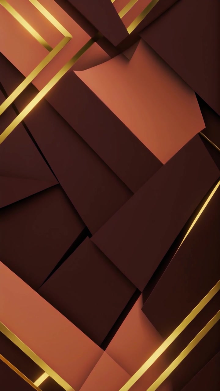 Motivo geometrico astratto moderno con linee dorate e toni marroni terracotta