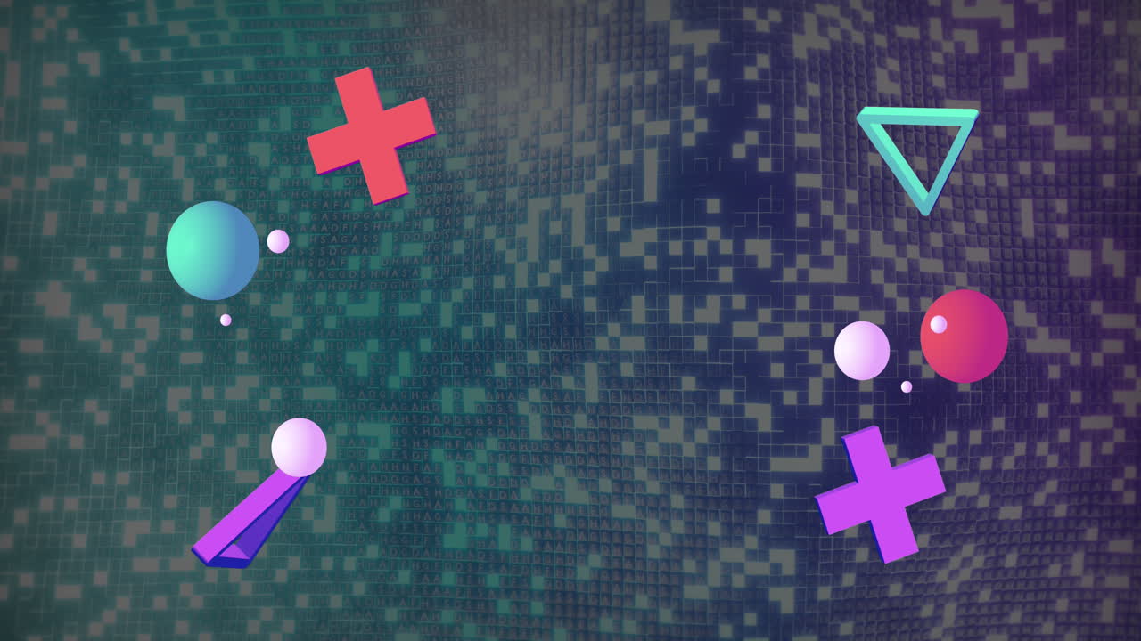 animación de formas abstractas que se mueven en un fondo con patrones