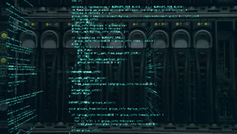 animación del procesamiento de datos azules a través de una máquina tecnológica
