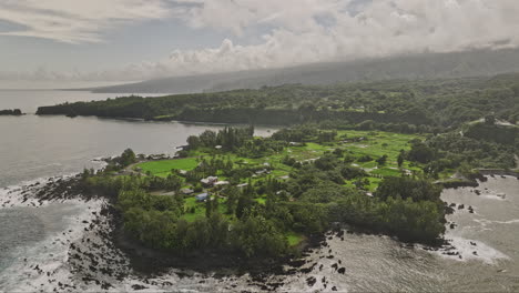 maui hawaii aerial v39 cinematic drone flyover ke‘anae peninsula capturing lowland farm fields with taro plantations and coastal hillside mountain landscape - shot with mavic 3 cine - december 2022