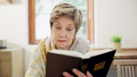 senior, woman and bible for prayer