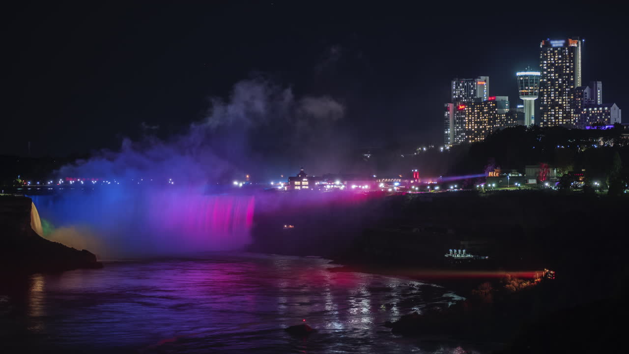 cataratas del niágara en lapso de tiempo de la noche