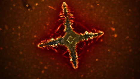 microscopic crystal formation with symmetrical glow