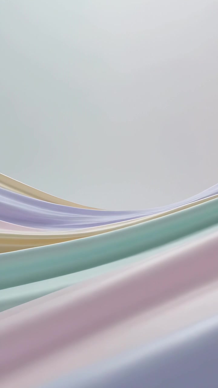 Vertical video: Lifting crests causing pastel ribbons shifting right across gray backdrop settling