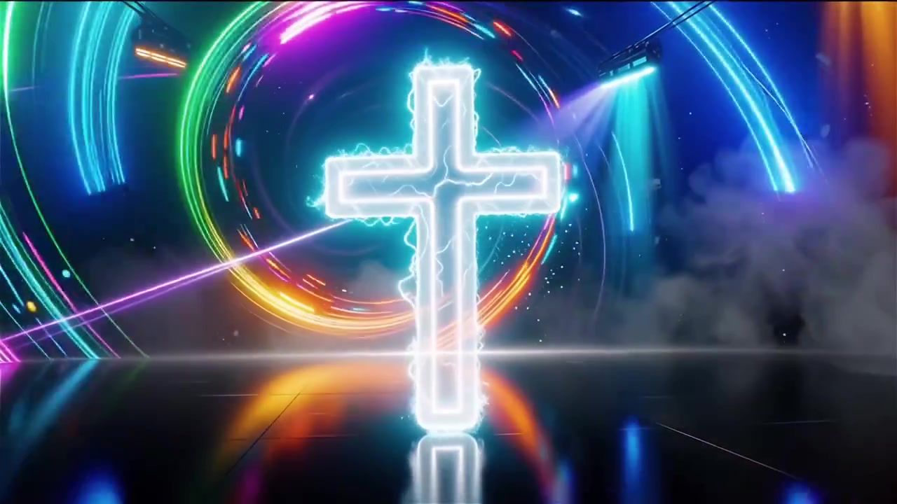 Cruz Cristiana con Luz Celestial, Fondo para Adoración.