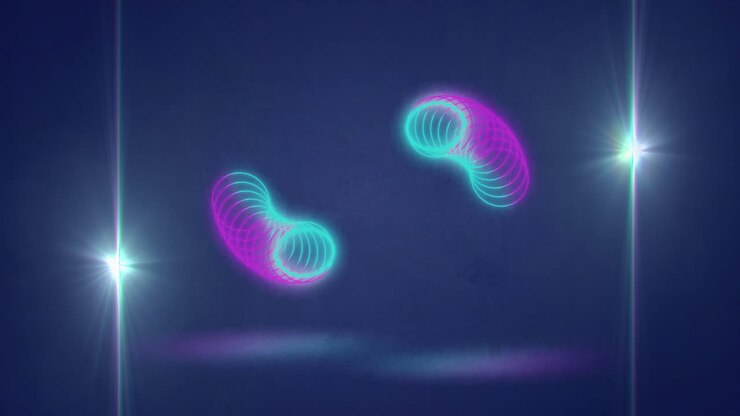 Animazione di cerchi al neon su punti luce