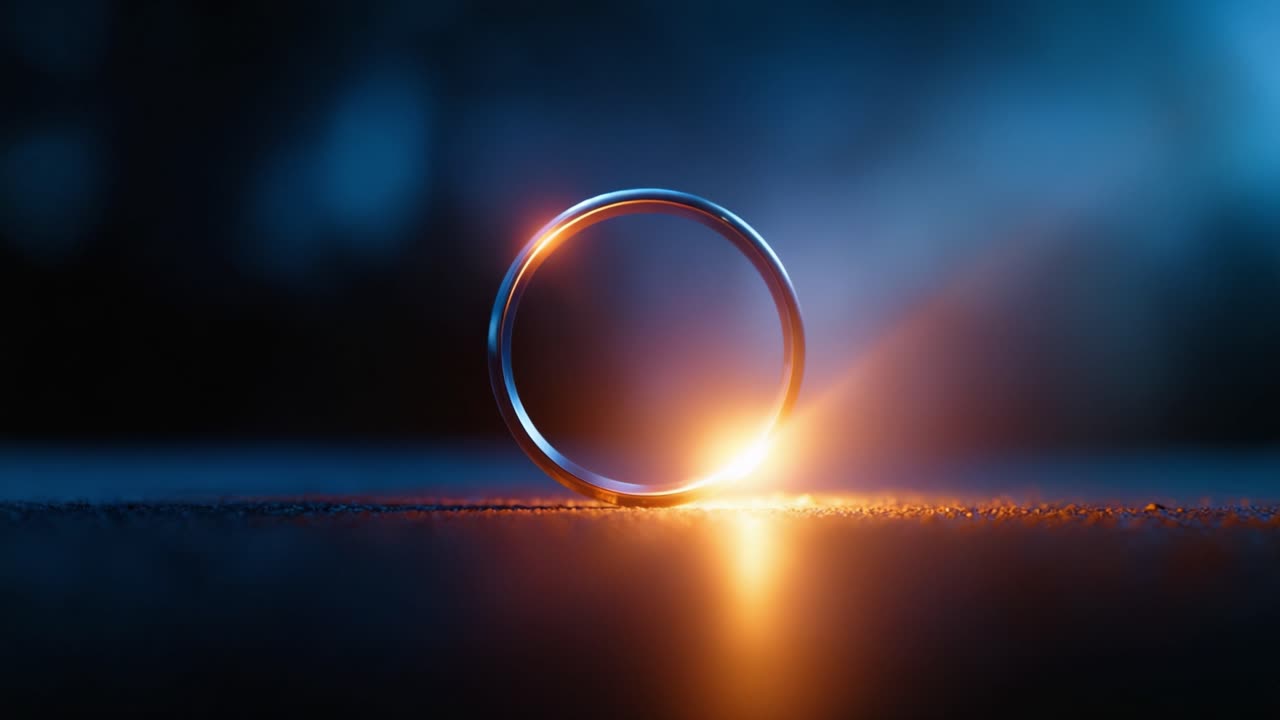 Un anello scintillante catturato in due inquadrature: la bellezza del riflesso e della luce enfatizzata in un'elegante semplicità e un'atmosfera accattivante