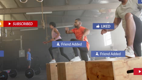 Animación-De-Notificaciones-En-Redes-Sociales-Sobre-Entrenamientos-Grupales-Diversos-En-Cajas-En-El-Gimnasio.