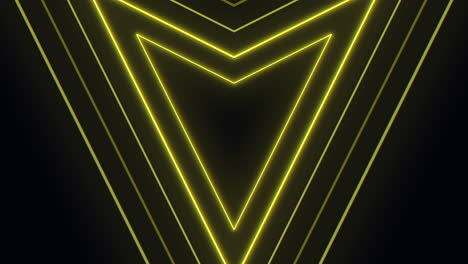 signo de neón vibrante con luces amarillas angulares sobre un fondo negro