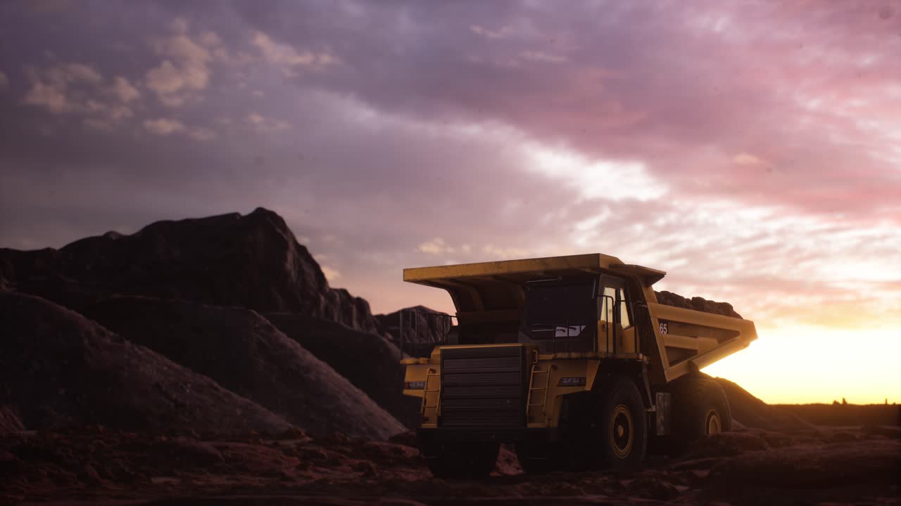 Yellow Dump Truck, Truck Mining At Mining Site