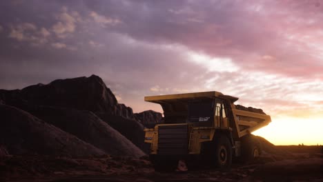 yellow dump truck, truck mining at mining site