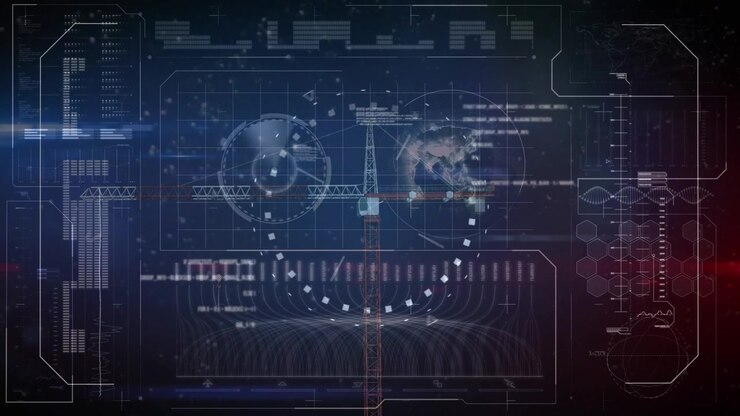 Animation of data processing over black background