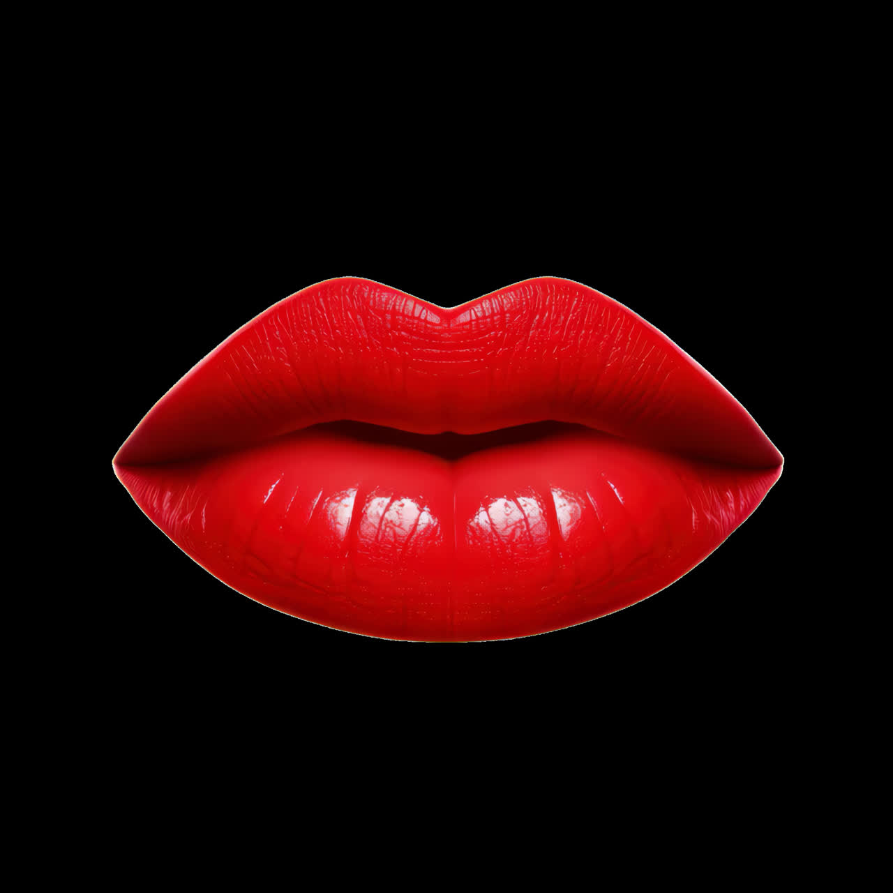 Bold red lips animation isolated asset, transparent 4K video, alpha channel, ProRes 4444