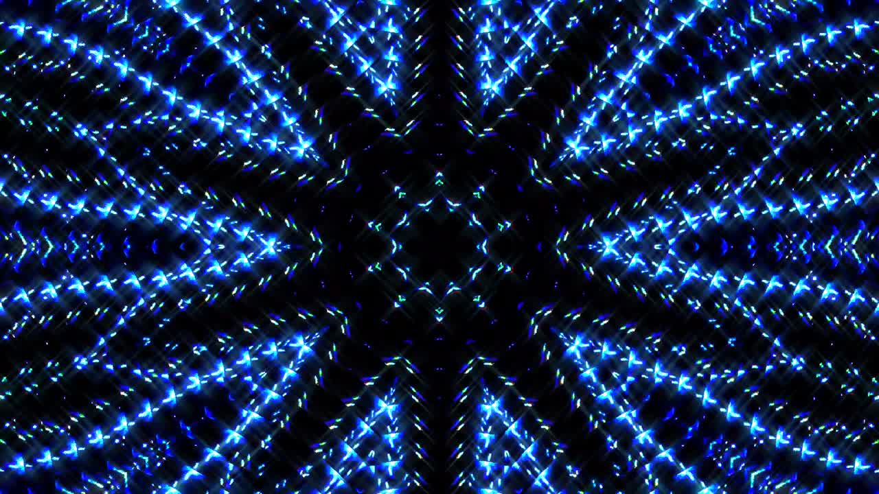 shining bright lines set blue wave motion, colorful, on black background