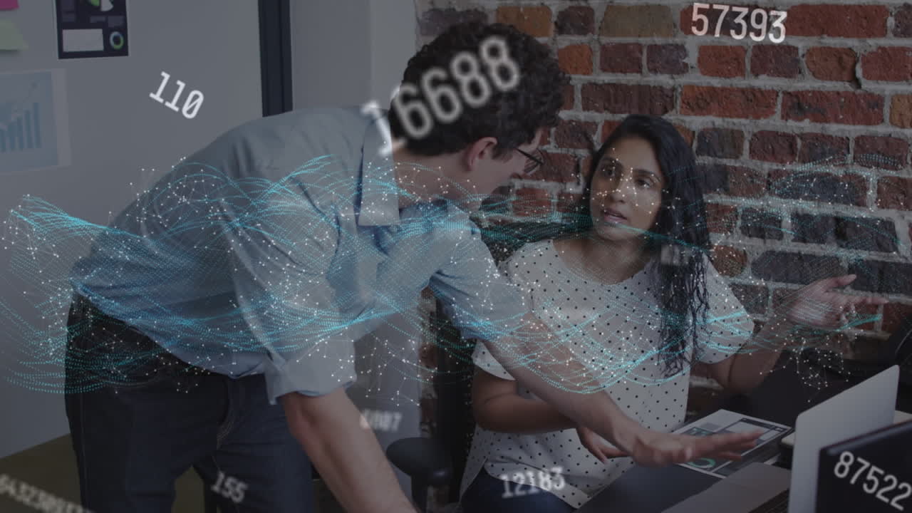 animación de la red de conexiones sobre personas de negocios que trabajan en la oficina