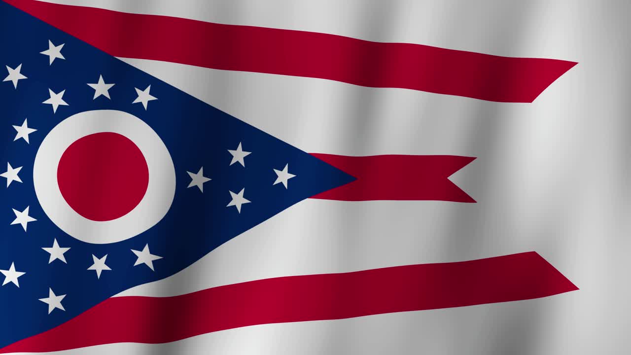 Loopable state flag of the State of Ohio. Digital animation waving background. (United States of America)