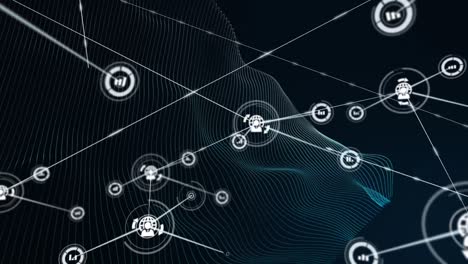 animation of network of connections of user icons on black background