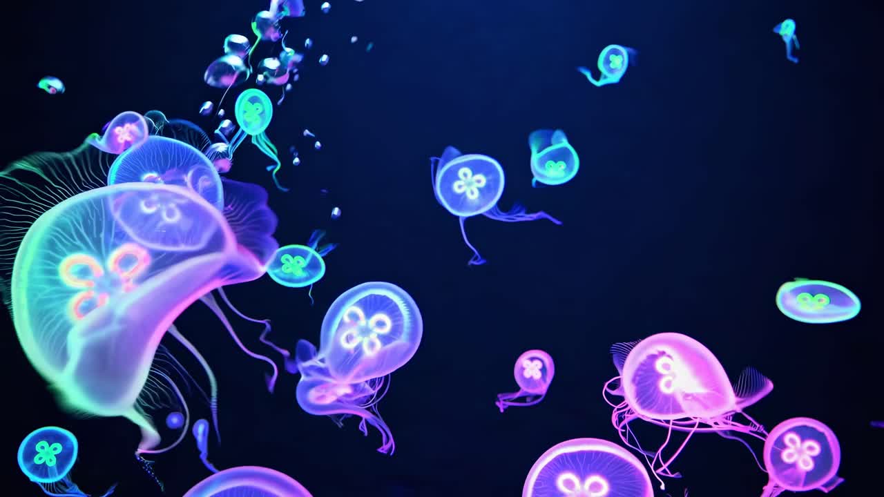 Glowing Jellyfish in Underwater Aquarium