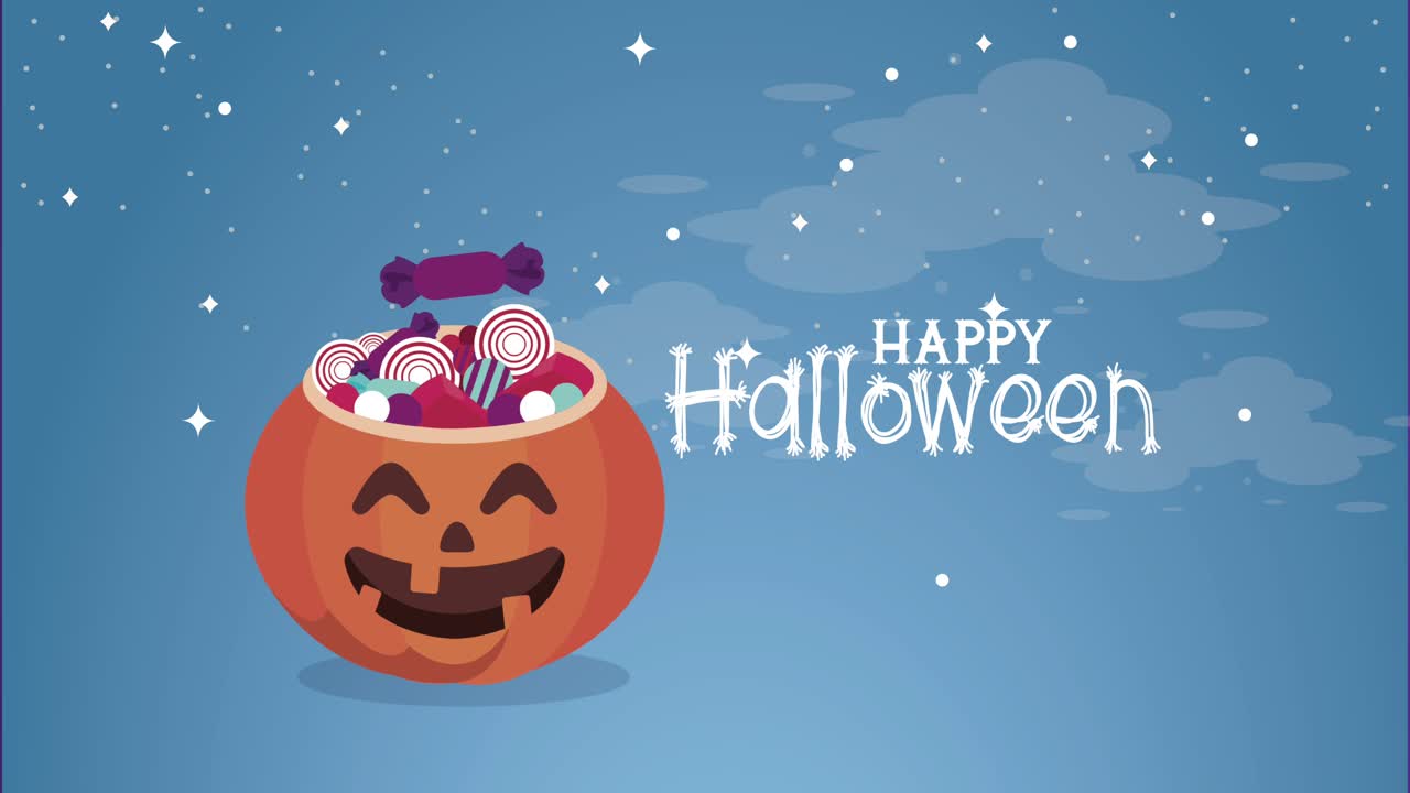lettere di halloween felice con zucca e caramelle