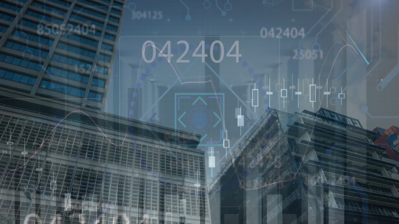 금융 데이터 처리 및 도시 풍경에 대한 범위 스캔의 애니메이션