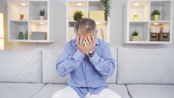 Man with fear and stress.
