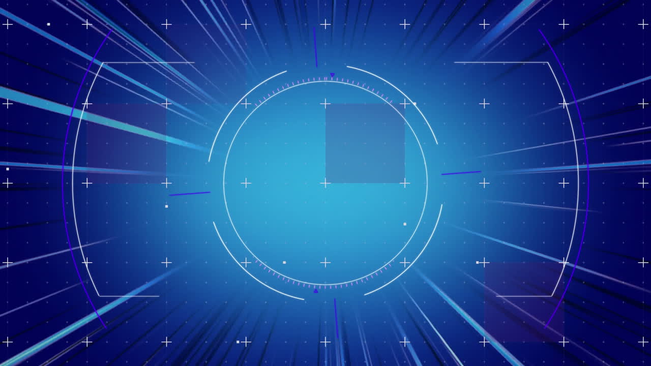 Animation of scope scanning and flickering blue squares over blue background